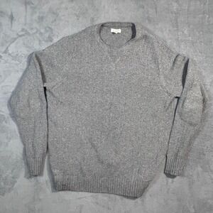 Sonoma Life Style Mens XL Gray Textured Waffle Knit Crewneck Elbow Patch Sweater